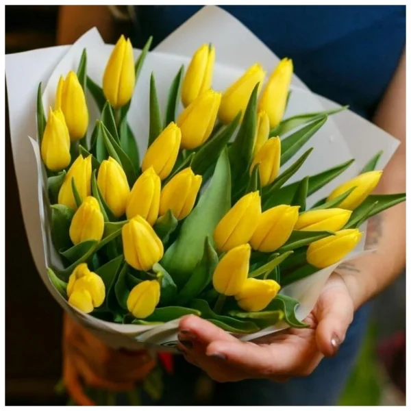 Букет из 25 жетых тюльпанов