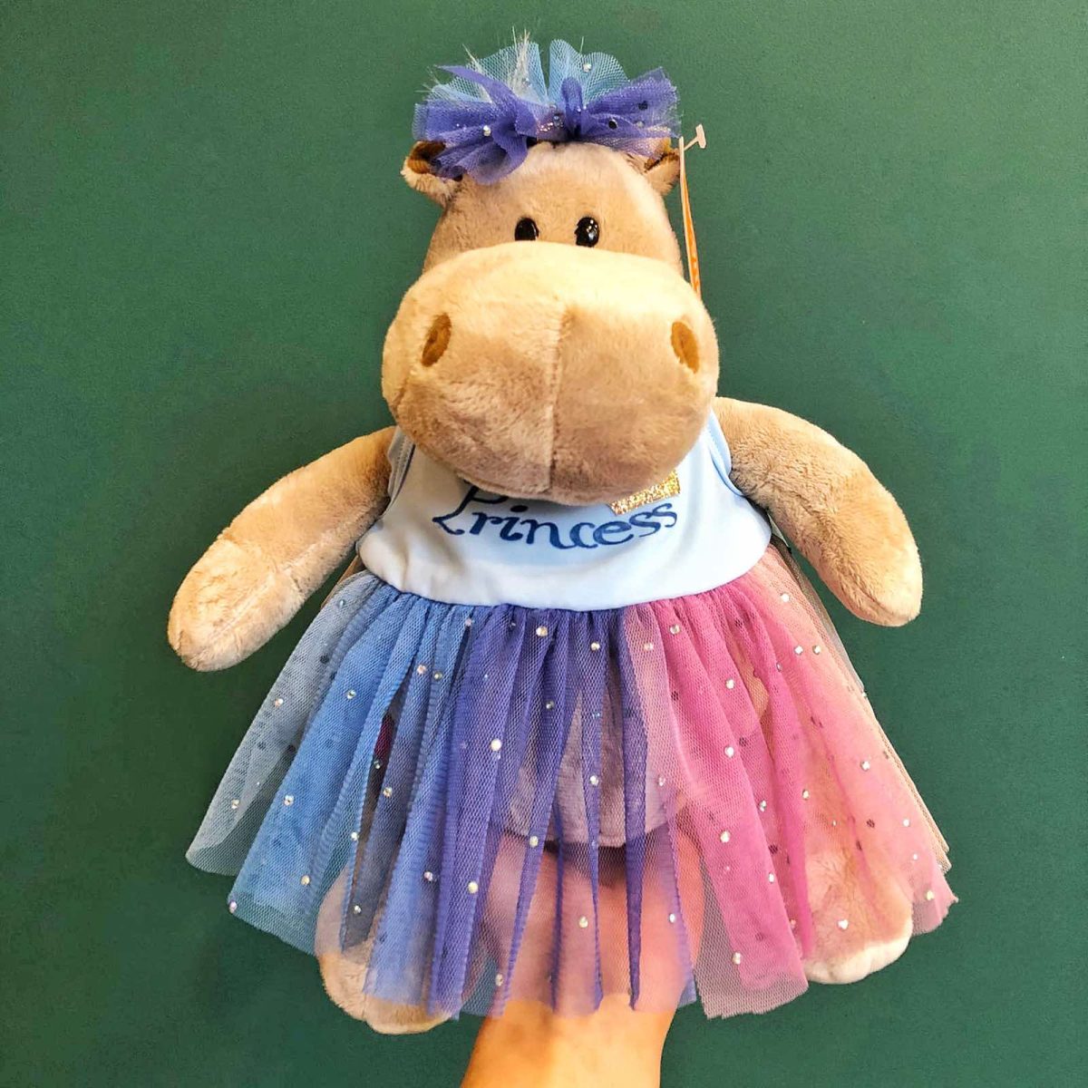 Мягкая игрушка Бегемотик Принцесса в голубом 20 см — изображение 1