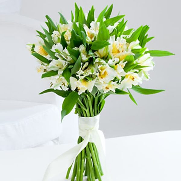 Акция! Букет из 11 белых альстромерий + подарок